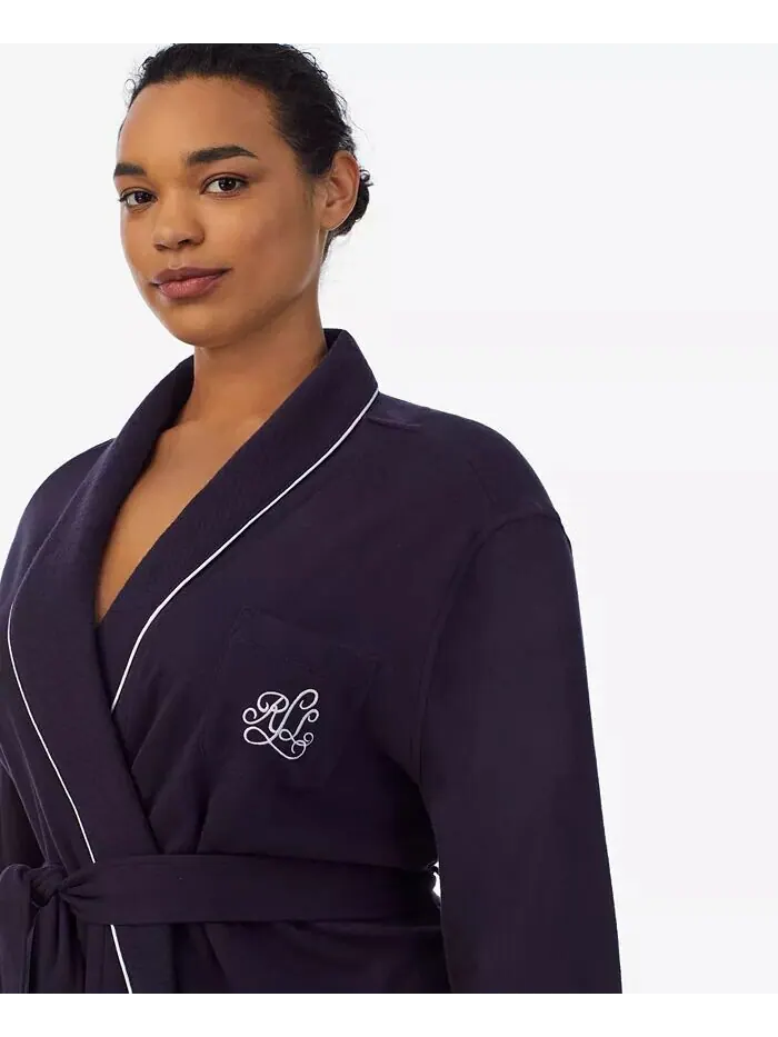 Женский халат больших размеров с шалевым воротником Lauren Ralph Lauren — изображение 4 из 4, темно-синий