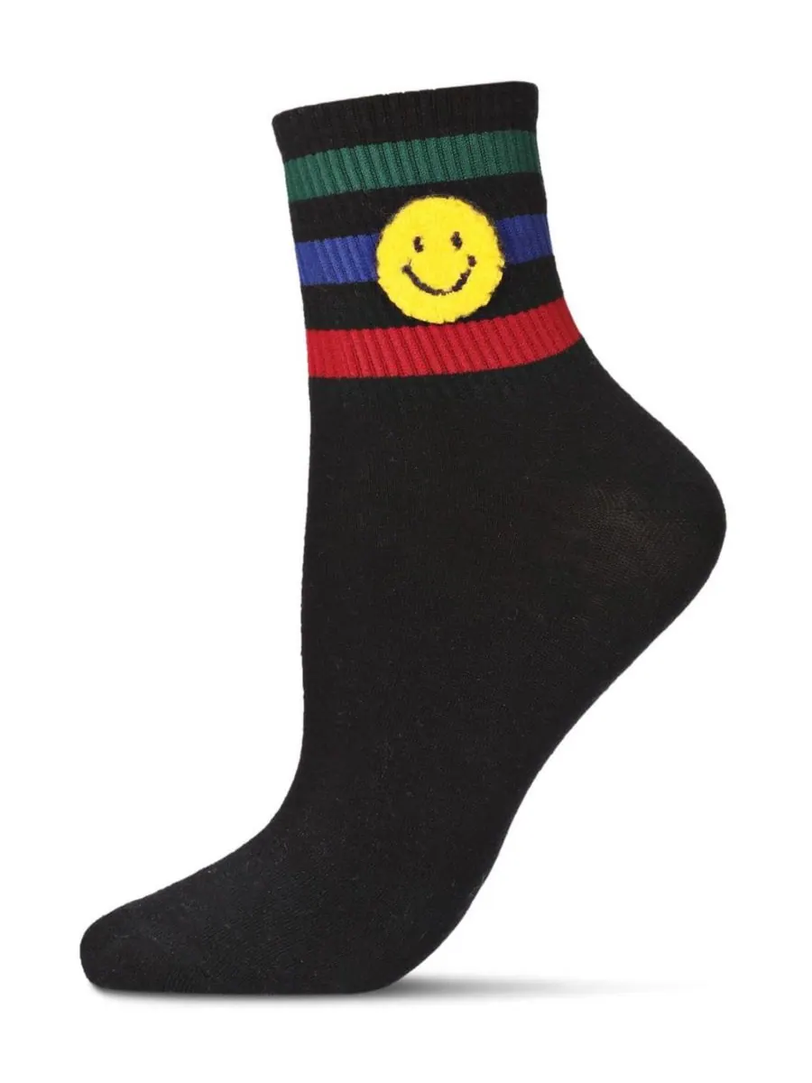 Женские носки Smiley Terry Patch Stripe Crew Socks MeMoi