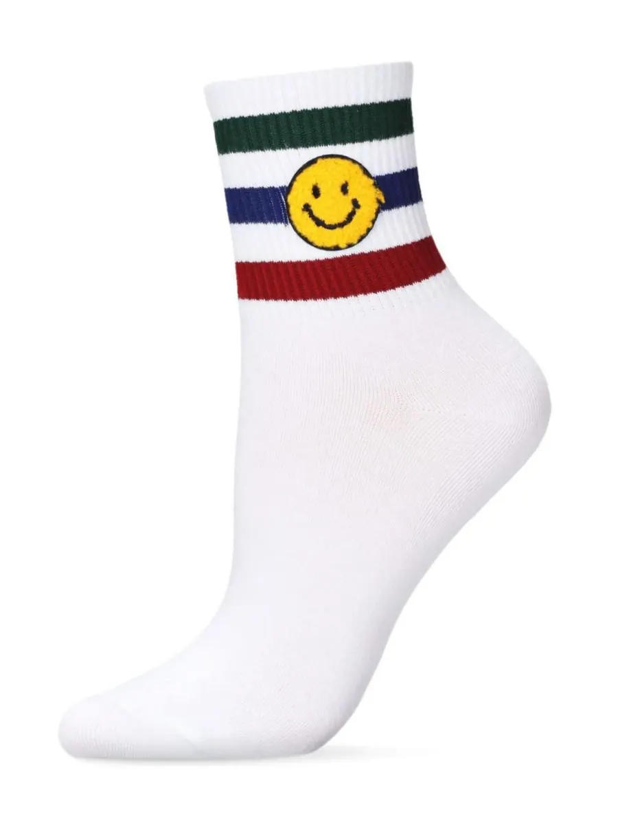 Женские носки Smiley Terry Patch Stripe Crew Socks MeMoi