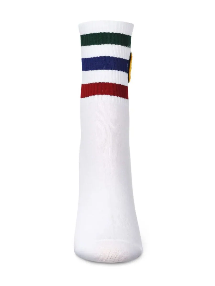Женские носки Smiley Terry Patch Stripe Crew Socks MeMoi — изображение 2 из 3, белый
