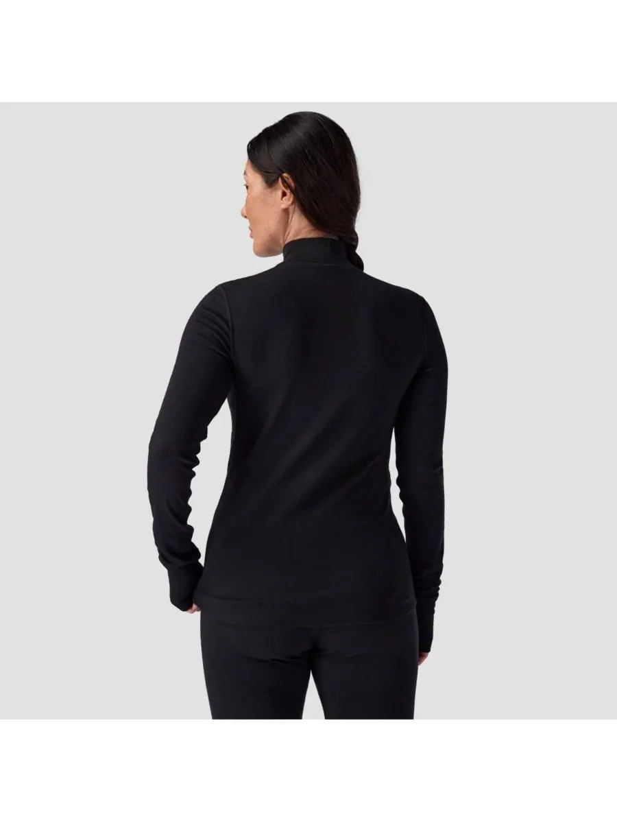 Женская термофутболка Cedars RWS Merino Mid-Wt с застежкой-молнией на четверть длины, средней — изображение 2 из 7, черный