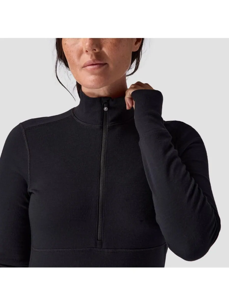 Женская термофутболка Cedars RWS Merino Mid-Wt с застежкой-молнией на четверть длины, средней — изображение 4 из 7, черный