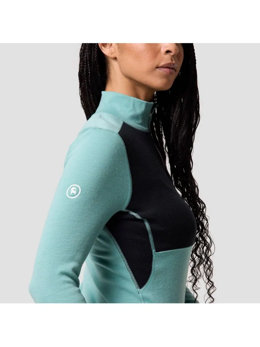Женская термофутболка Cedars RWS Merino Mid-Wt с застежкой-молнией на четверть длины, средней — изображение 3 из 5, синий