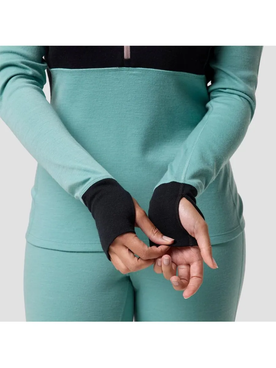 Женская термофутболка Cedars RWS Merino Mid-Wt с застежкой-молнией на четверть длины, средней — изображение 4 из 5, синий