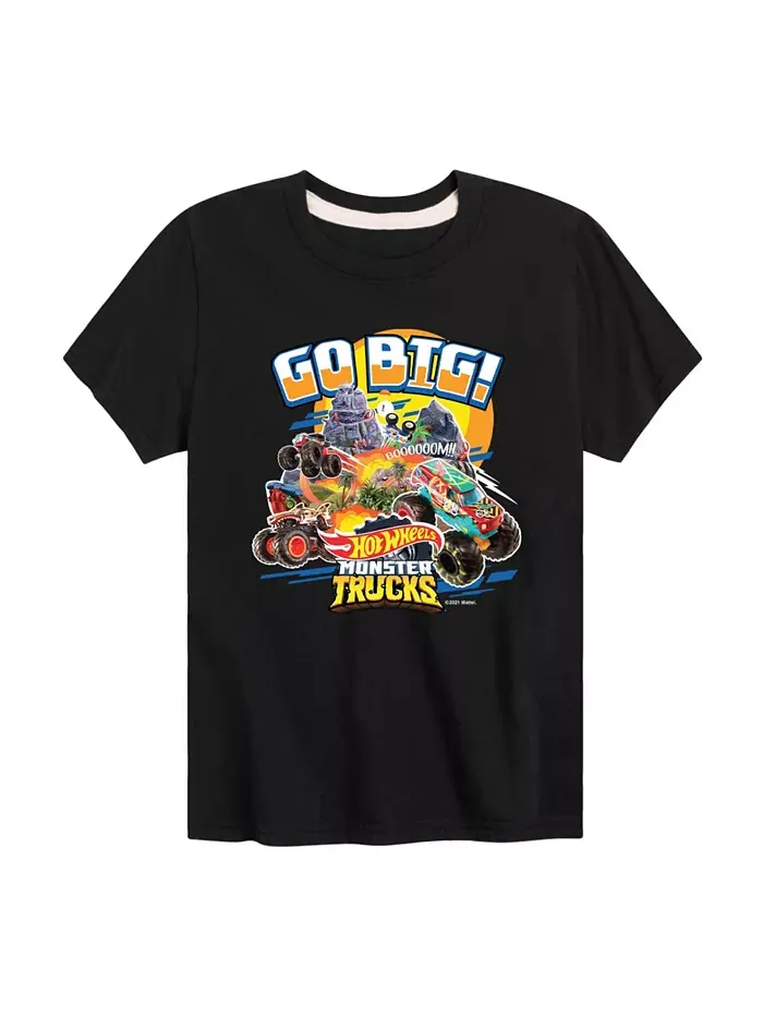 Футболка с принтом Hot Wheels Go Big для мальчиков старшего возраста — черный