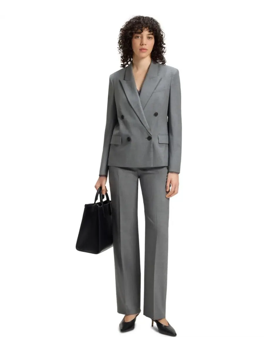 Двубортный блейзер BOSS by Women's из меланжевой натуральной шерсти Hugo Boss — изображение 10 из 11, темный серый