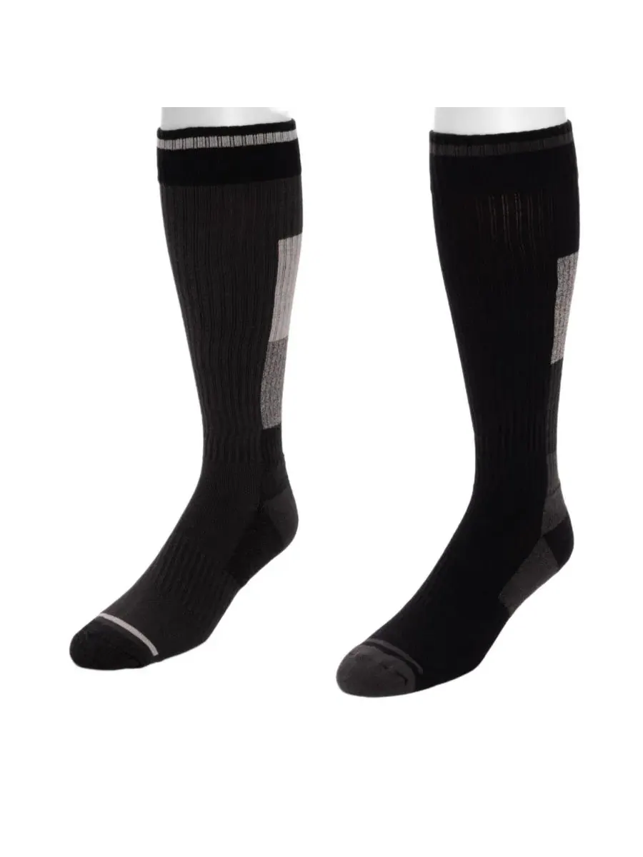 Компрессионные носки Ruff N Tuff для мужчин, высокие, из хлопковой смеси, 2 пары Muk Luks — изображение 2 из 3, черный/серый