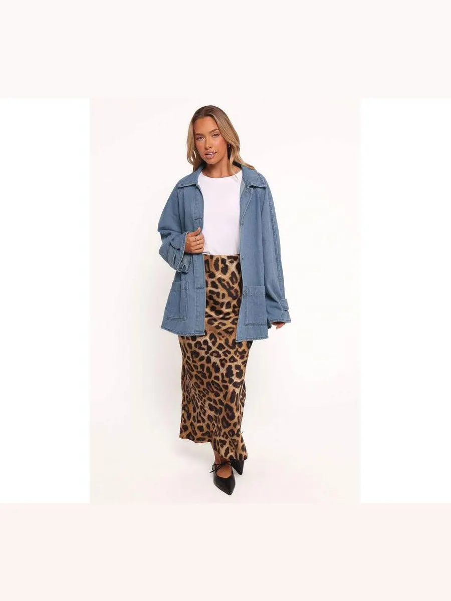 Женская куртка-рубашка Novan Oversized Shacket - джинсовая, размер 10 Petal and Pup — изображение 3 из 4, синий