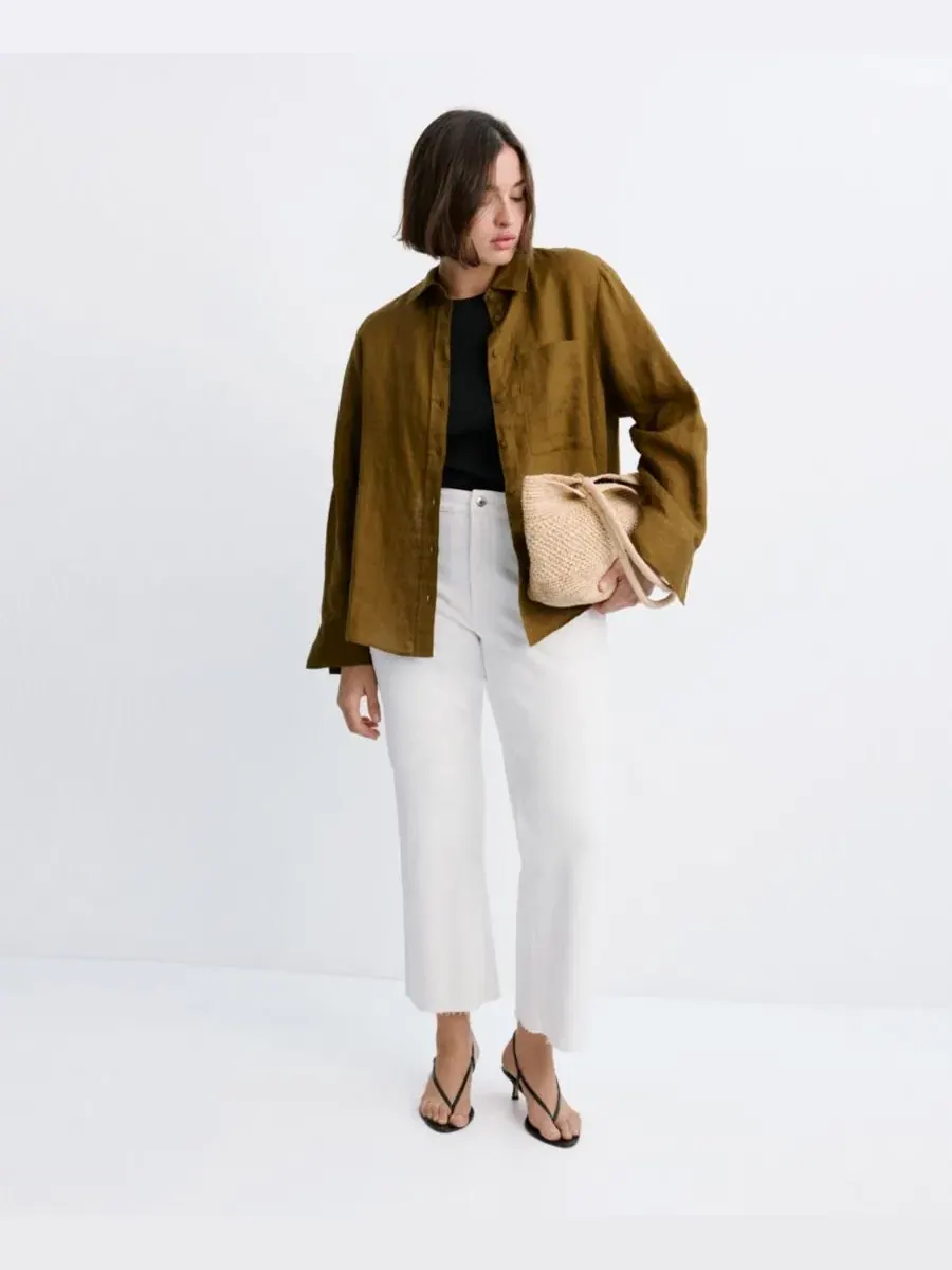 Джинсы Sienna Flared Cropped скинни MANGO — изображение 6 из 9, белый