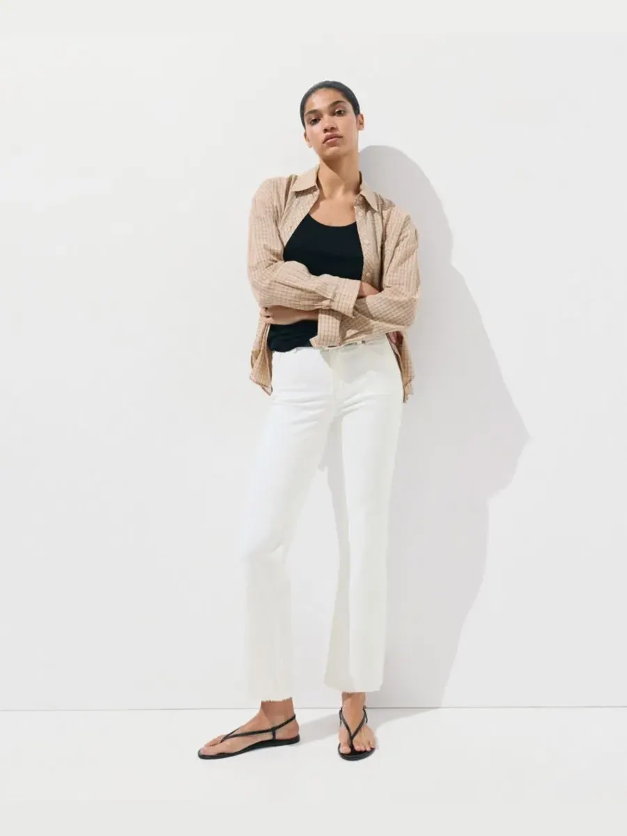 Джинсы Sienna Flared Cropped скинни MANGO — изображение 9 из 9, белый