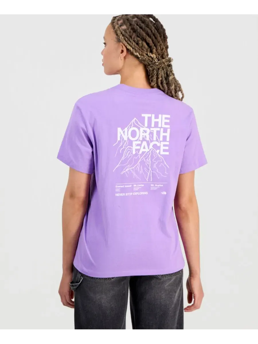 Женская хлопковая футболка с графическим принтом Evolution Peaks The North Face — изображение 4 из 7, фиолетовый
