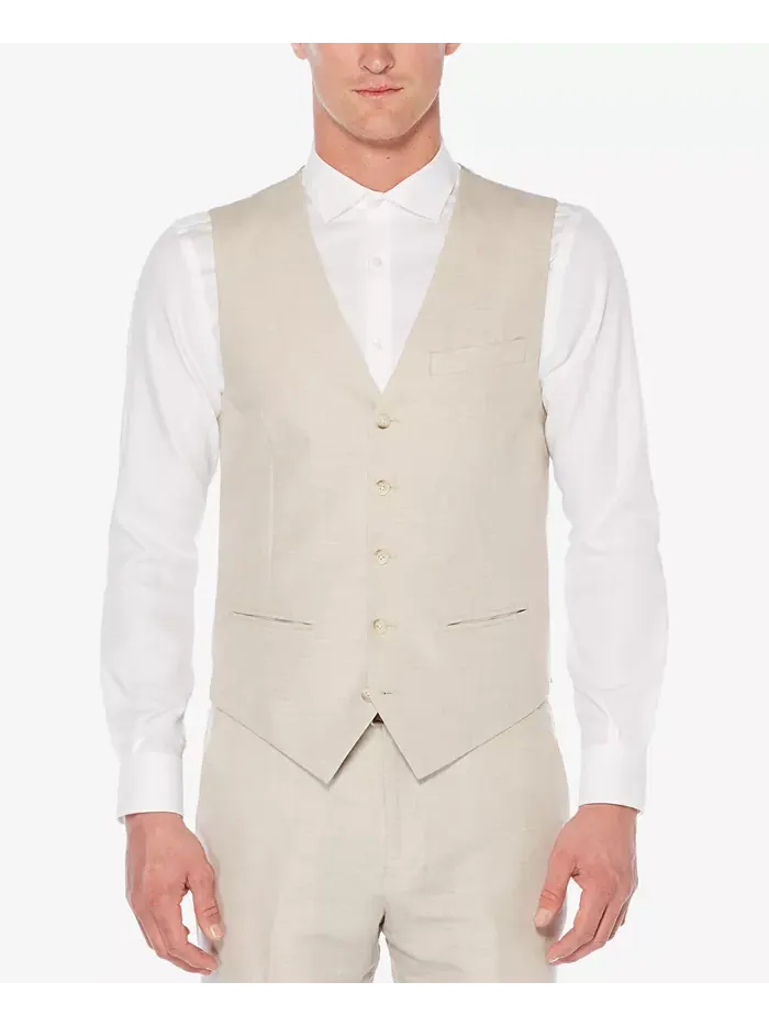 Мужской жилет из льна в елочку Perry Ellis