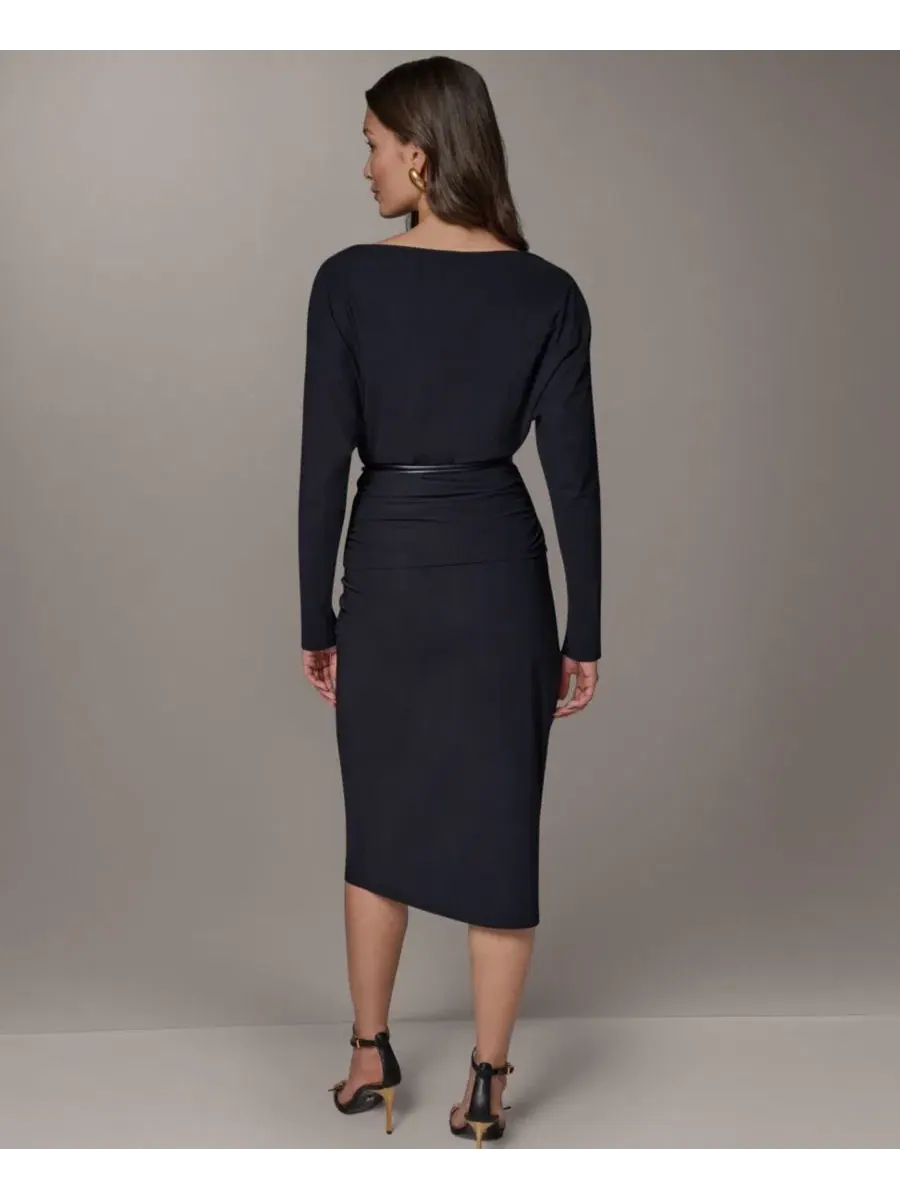 Комплект из топа с длинным рукавом и юбки-карандаш с поясом Donna Karan New York — изображение 5 из 7, черный