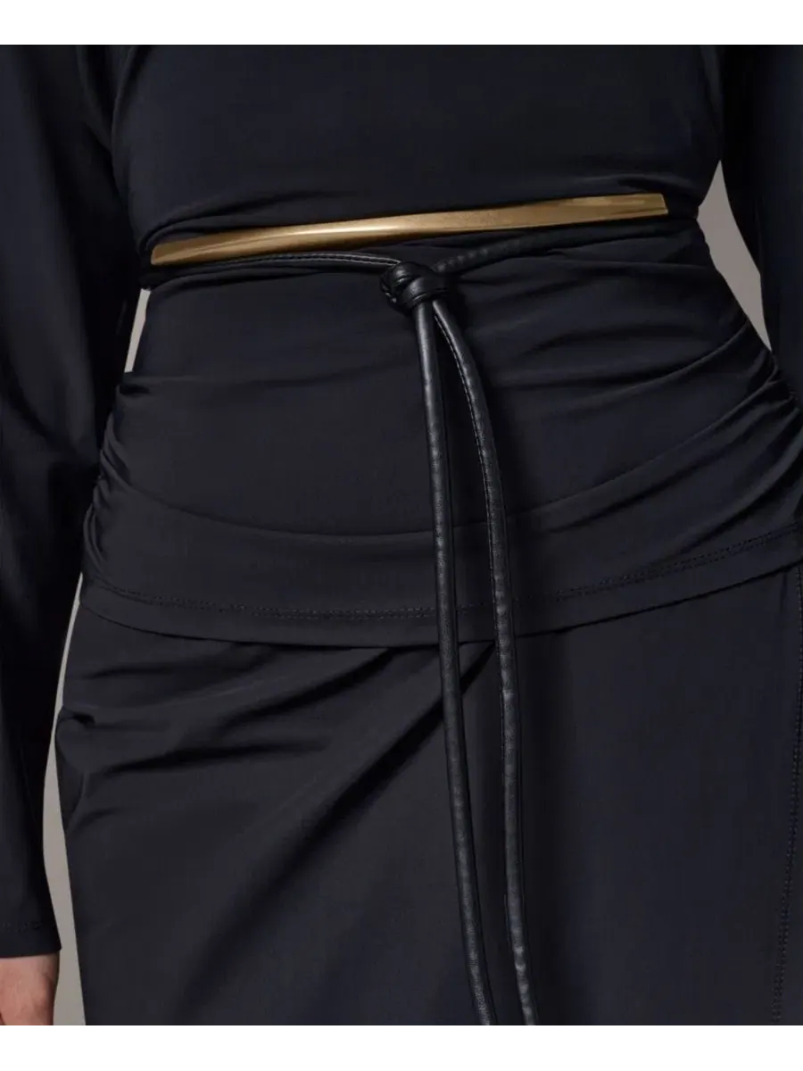 Комплект из топа с длинным рукавом и юбки-карандаш с поясом Donna Karan New York — изображение 6 из 7, черный