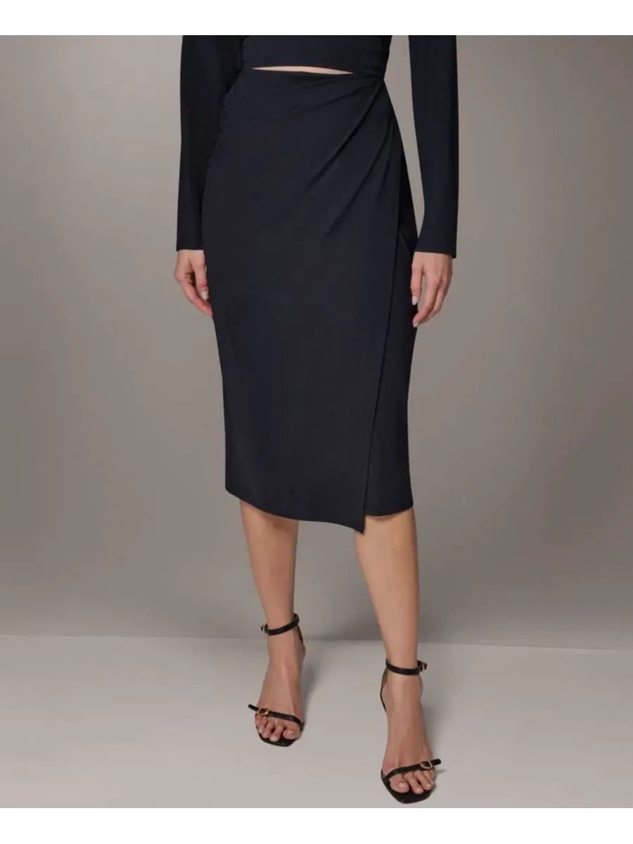 Комплект из топа с длинным рукавом и юбки-карандаш с поясом Donna Karan New York — изображение 7 из 7, черный