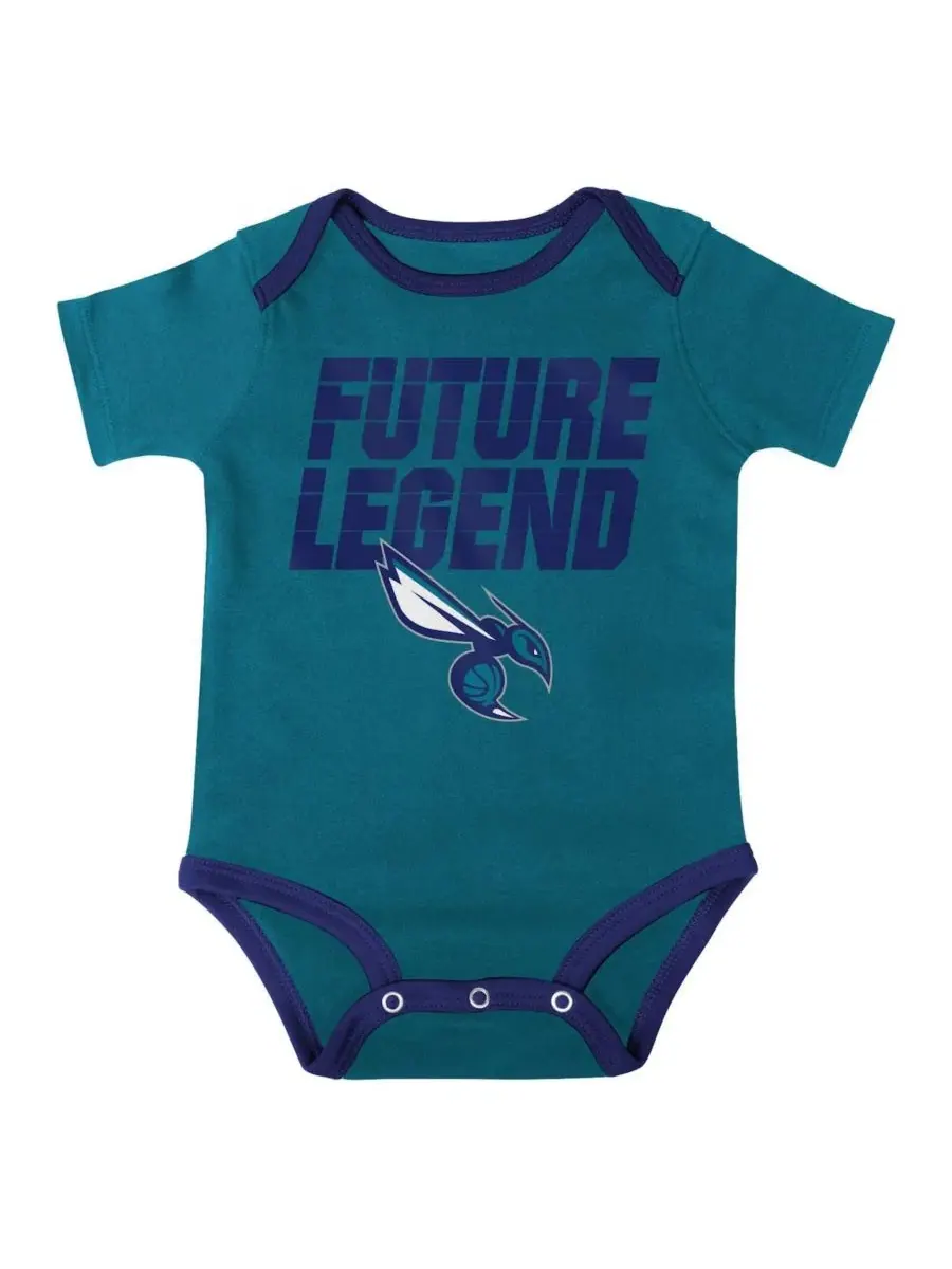 Комплект для малыша с принтом Charlotte Hornets, боди без рукавов, худи-футболка и шорты Outerstuff — изображение 2 из 5