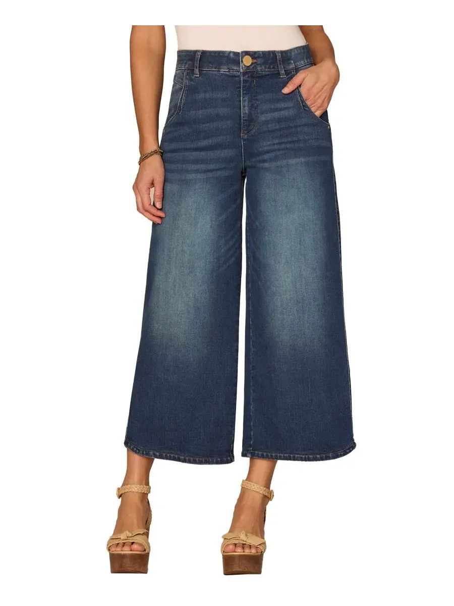Джинсы с широкими штанинами Petite Cropped Wide-Leg Jeans Democracy — изображение 1 из 5, синий