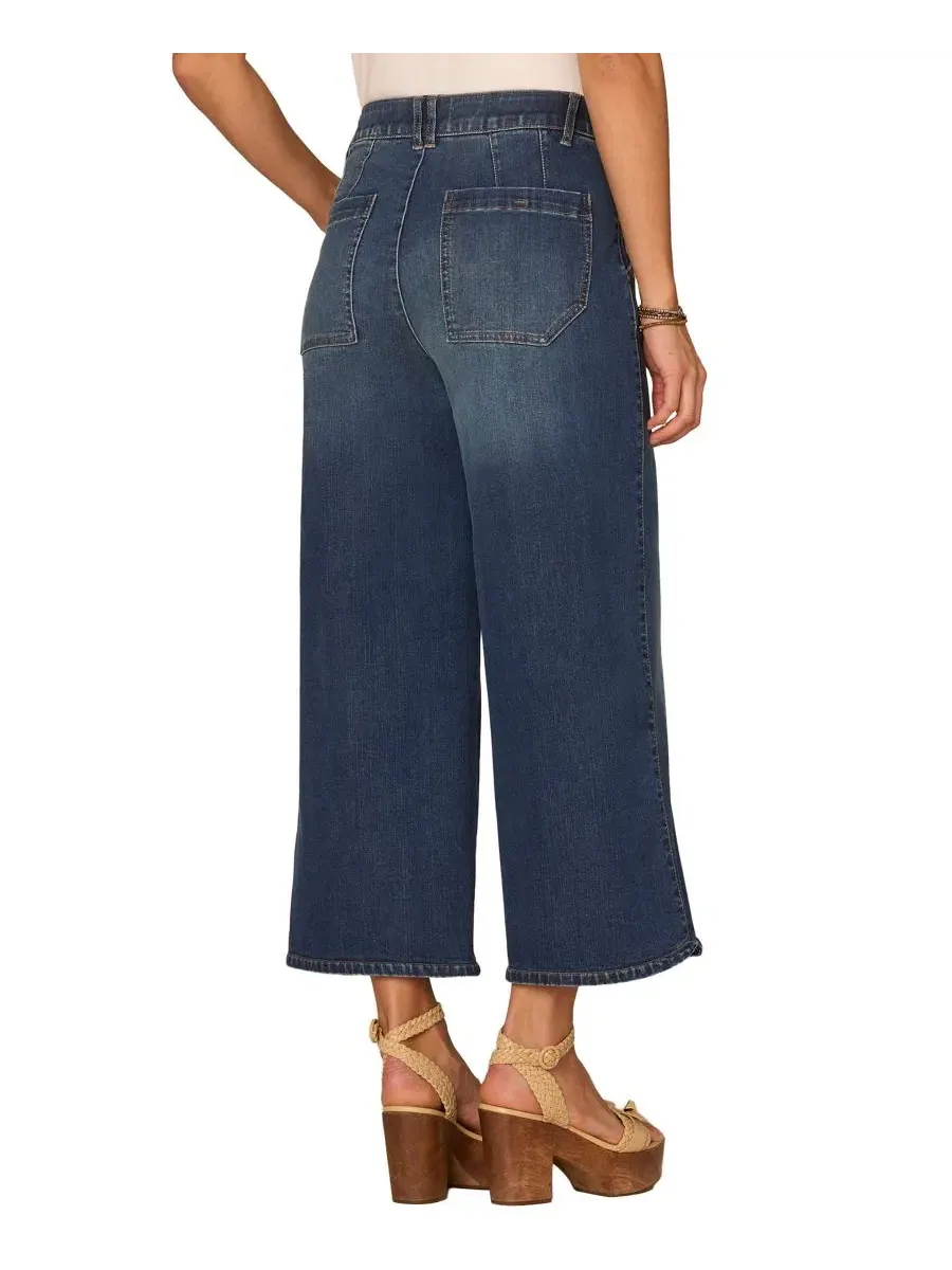 Джинсы с широкими штанинами Petite Cropped Wide-Leg Jeans Democracy — изображение 3 из 5, синий