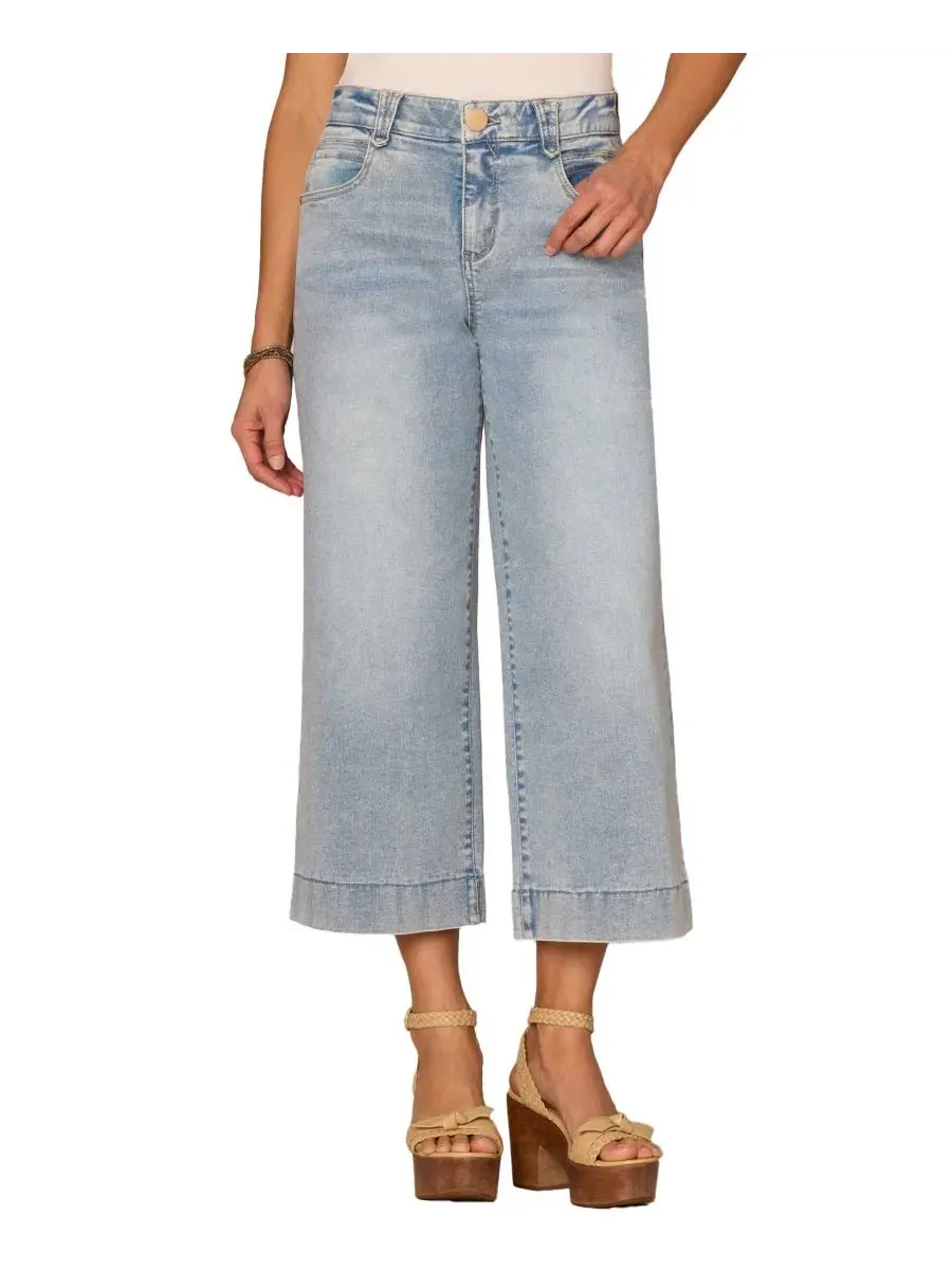 Джинсы с высокой посадкой и широкими штанинами, укороченные, Petite Cropped Wide-Leg Jeans Democracy — изображение 1 из 5