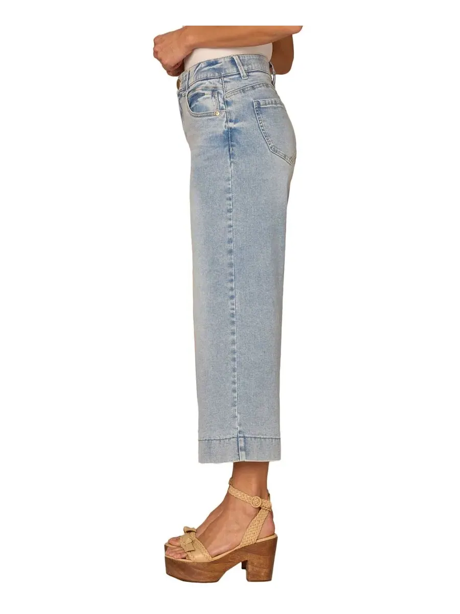 Джинсы с высокой посадкой и широкими штанинами, укороченные, Petite Cropped Wide-Leg Jeans Democracy — изображение 2 из 5