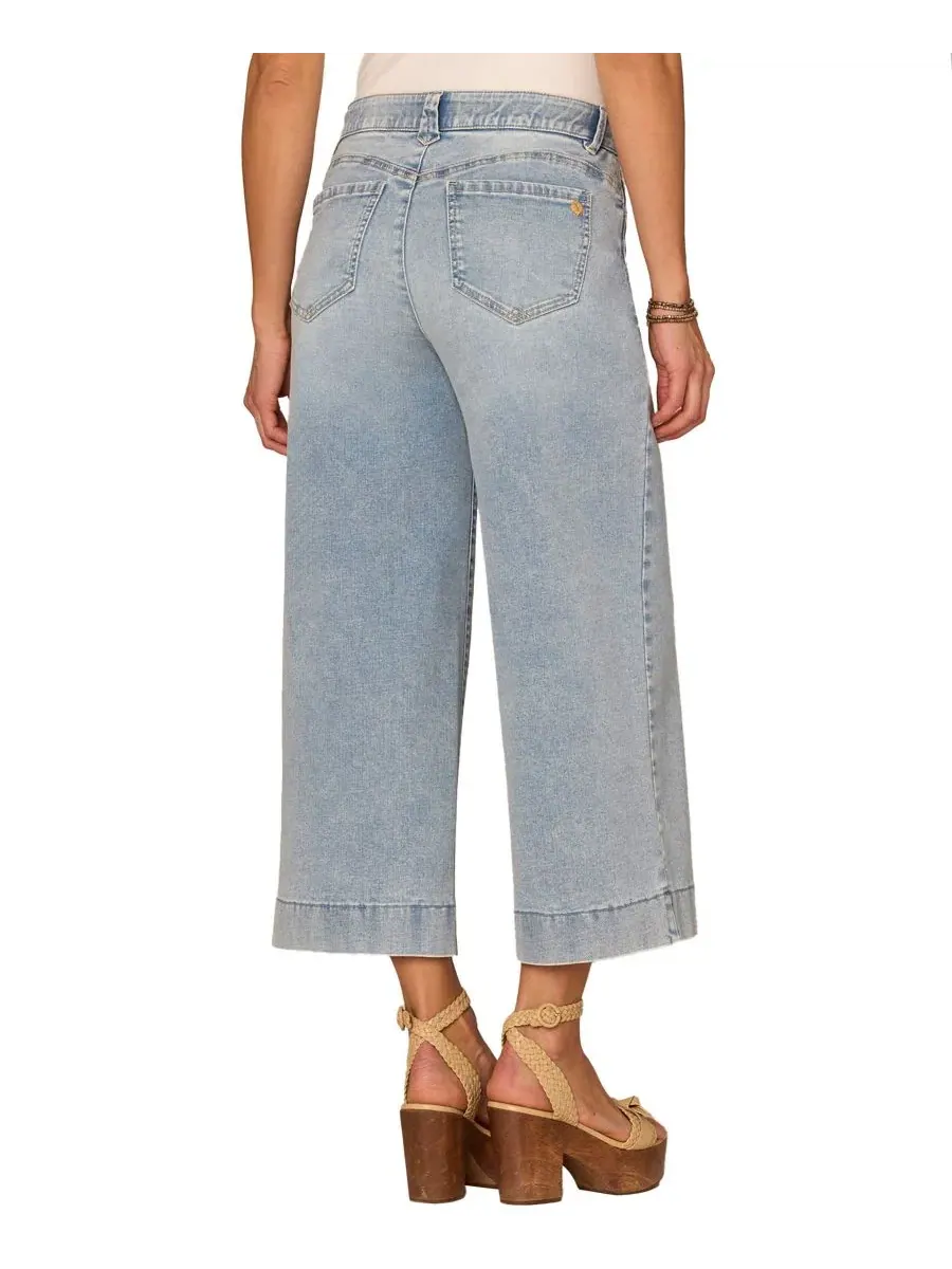 Джинсы с высокой посадкой и широкими штанинами, укороченные, Petite Cropped Wide-Leg Jeans Democracy — изображение 3 из 5
