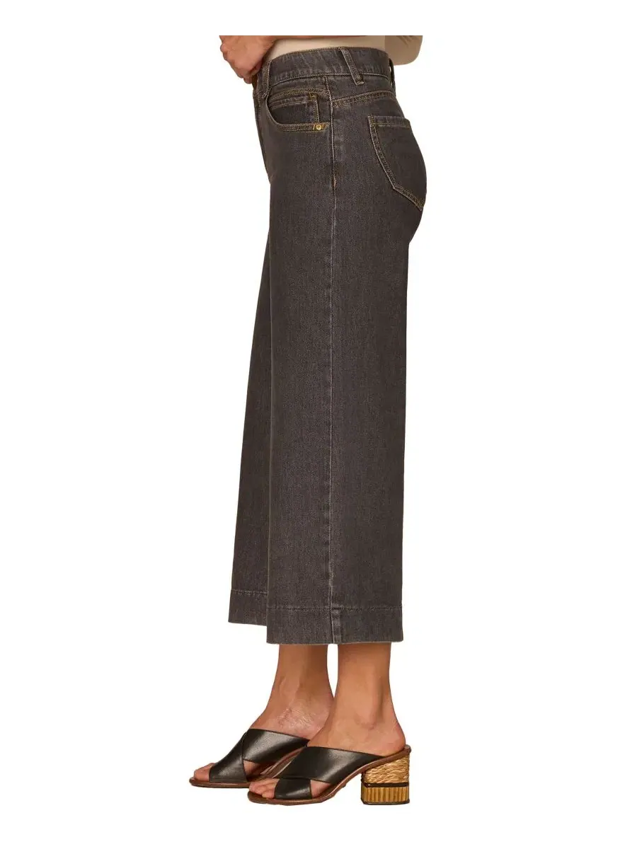 Джинсы с высокой посадкой и широкими штанинами, укороченные, Petite Cropped Wide-Leg Jeans Democracy — изображение 4 из 5