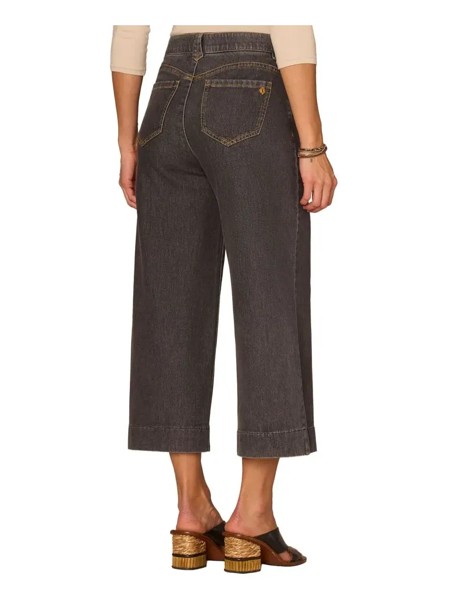 Джинсы с высокой посадкой и широкими штанинами, укороченные, Petite Cropped Wide-Leg Jeans Democracy — изображение 5 из 5