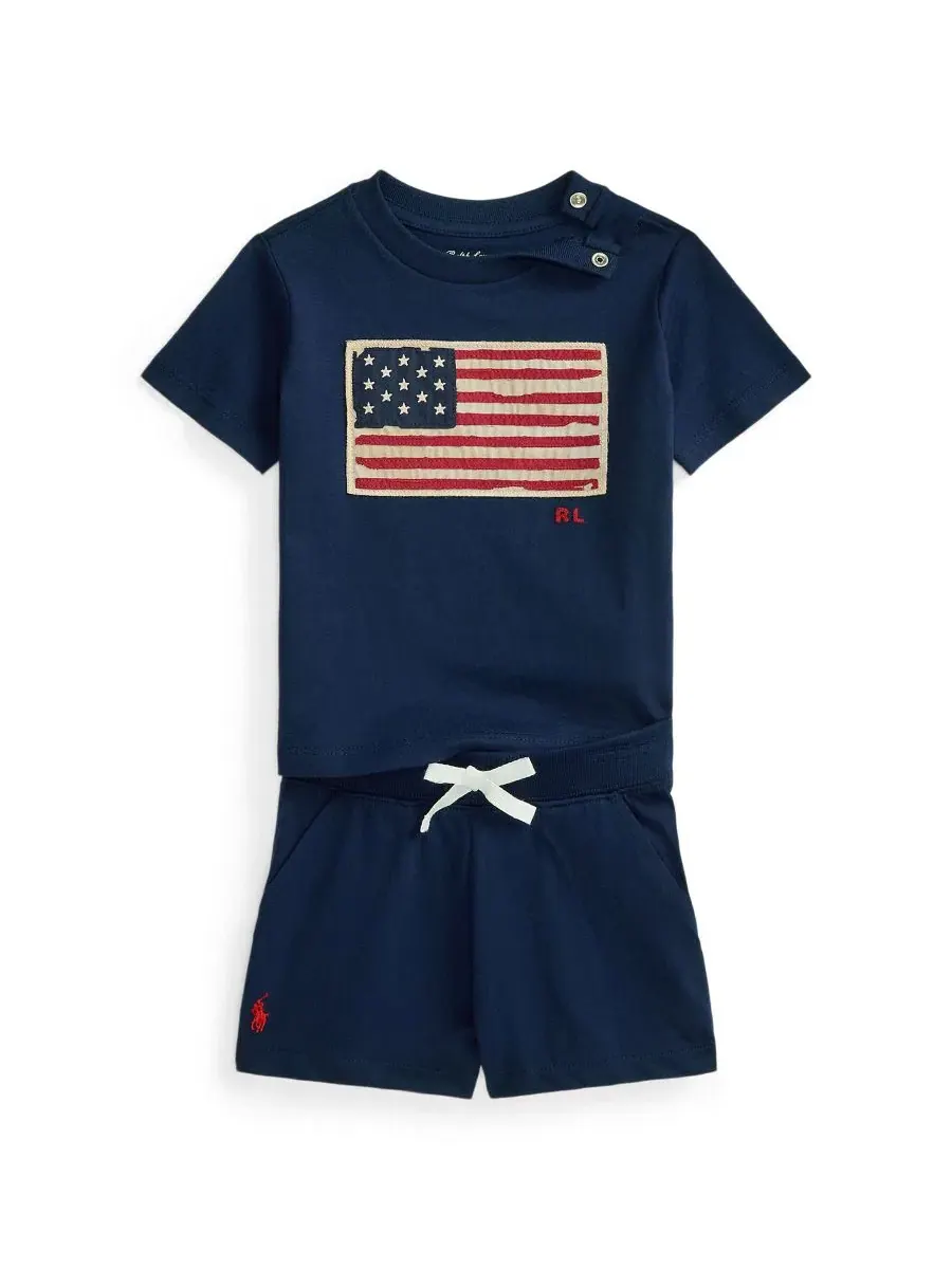 Комплект из футболки и шорт с флагом и вышивкой Polo Ralph Lauren