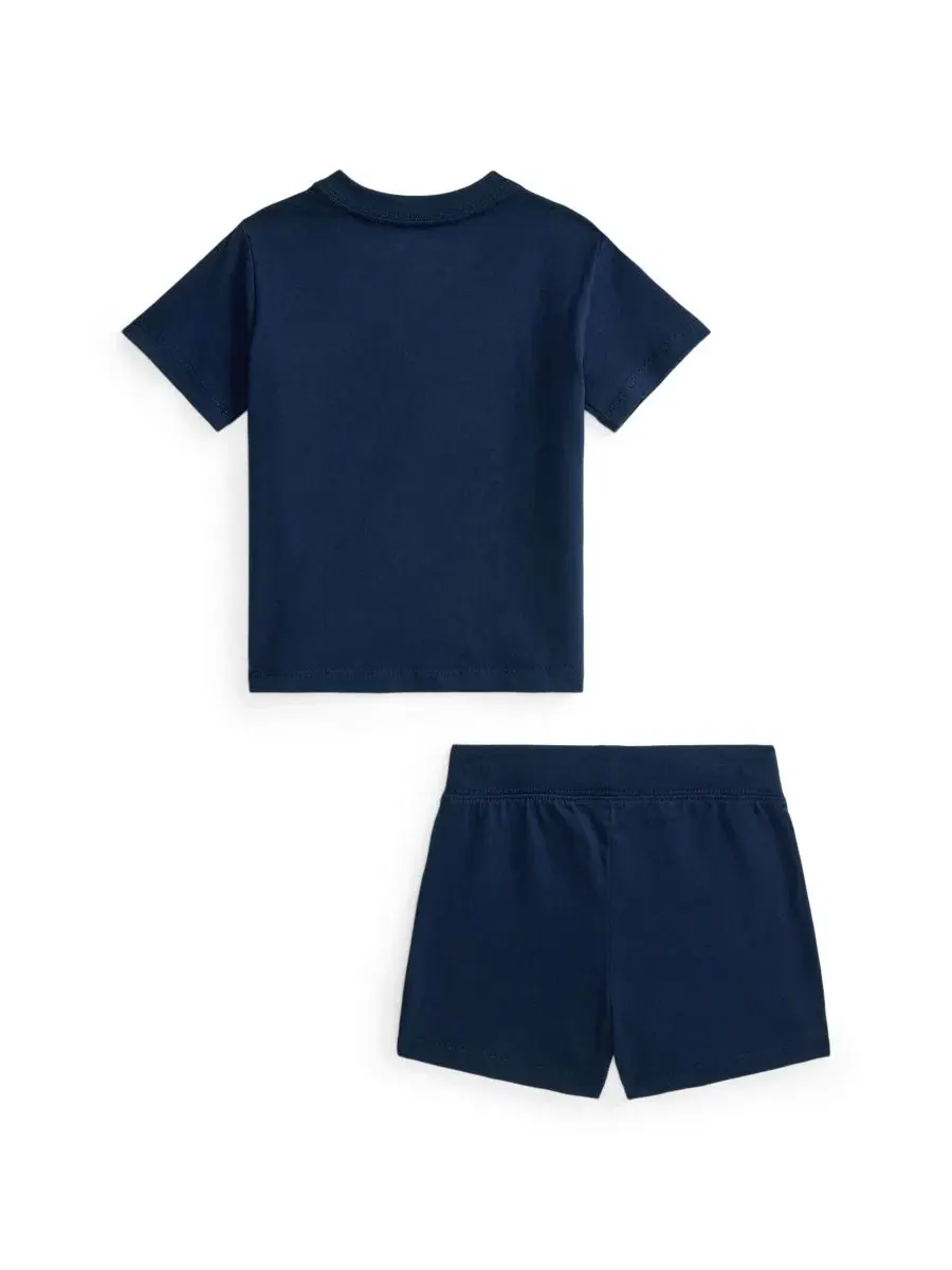 Комплект из футболки и шорт с флагом и вышивкой Polo Ralph Lauren — изображение 2 из 3, темно-синий