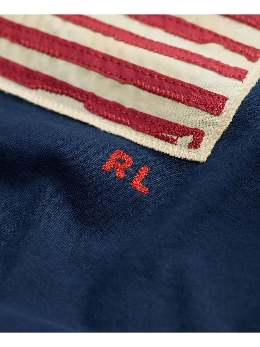 Комплект из футболки и шорт с флагом и вышивкой Polo Ralph Lauren — изображение 3 из 3, темно-синий