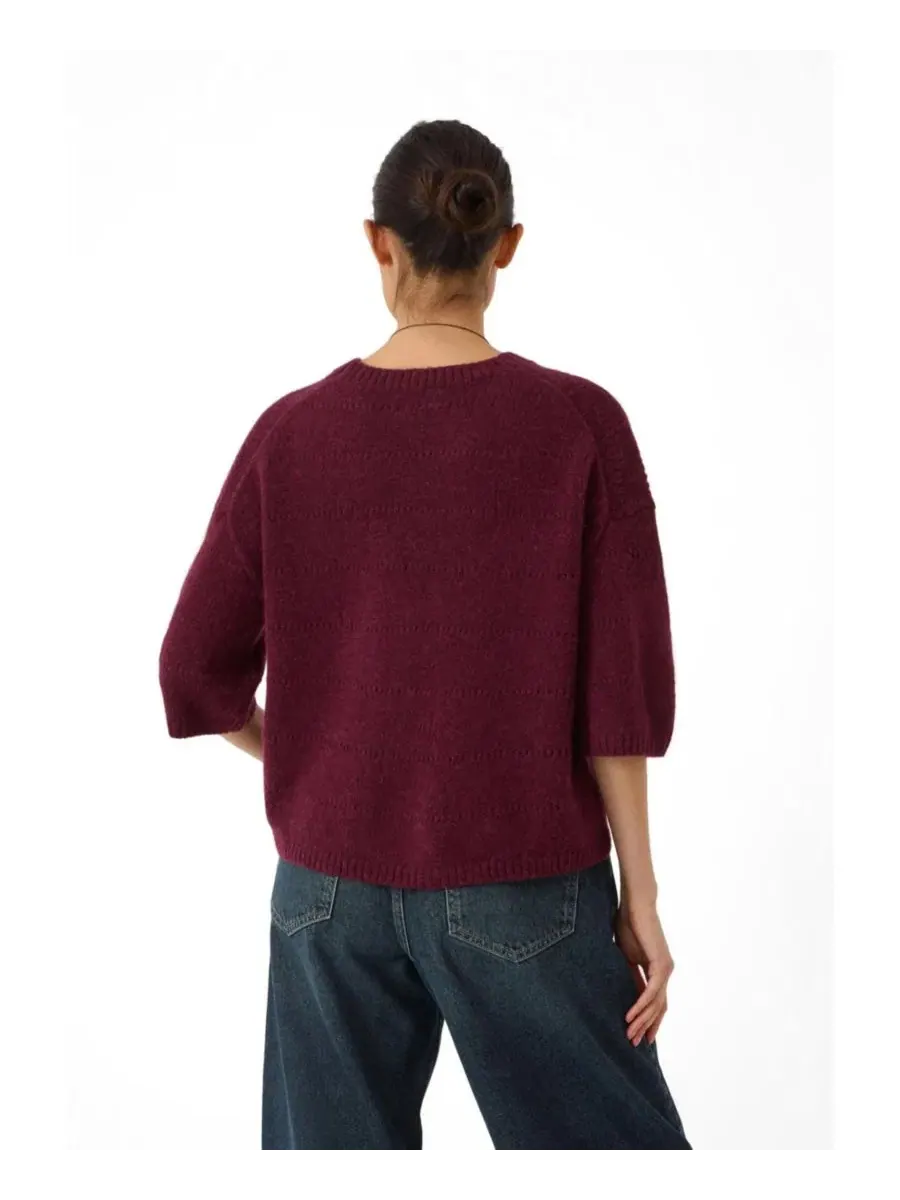 Свитер с 3/4 рукавом Arlette Gathered Sleeve Hush — изображение 3 из 5, бордовый