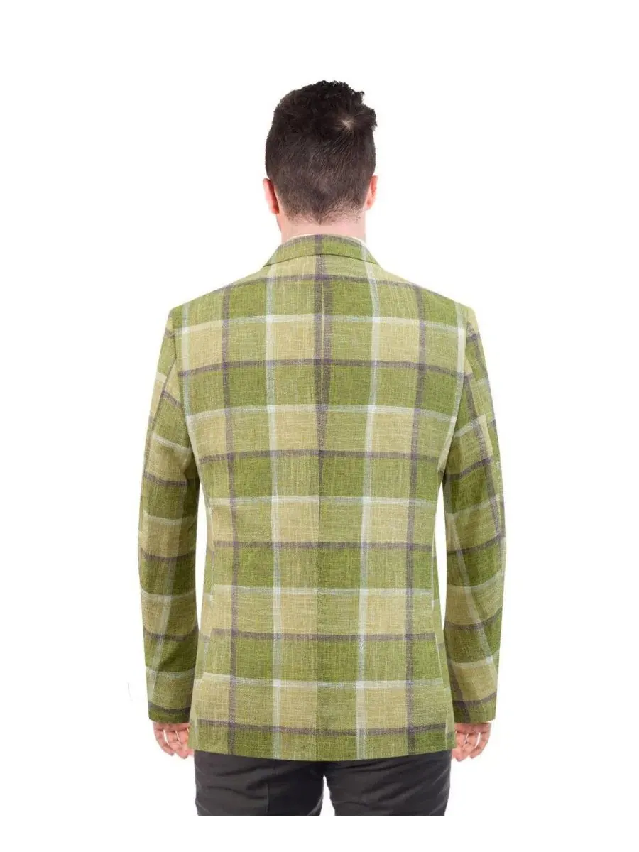 Мужской пиджак спортивный с крупной клеткой, Slim Fit Elie Balleh — изображение 2 из 5, зеленый