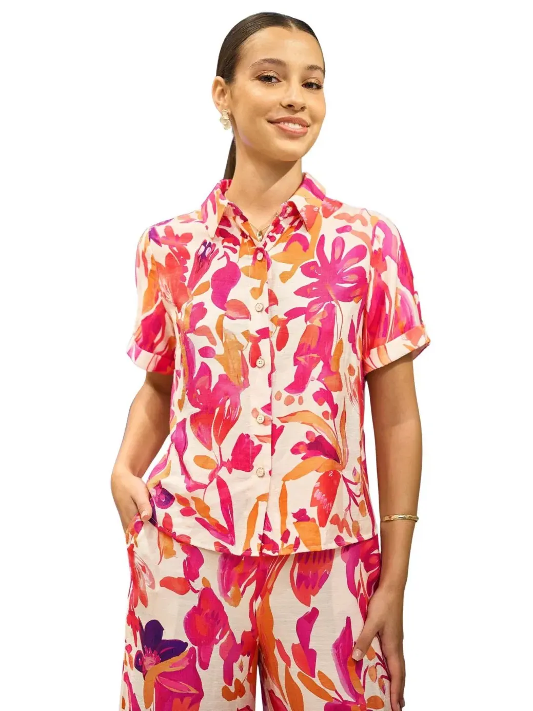 Женская рубашка с абстрактным цветочным принтом Yumi