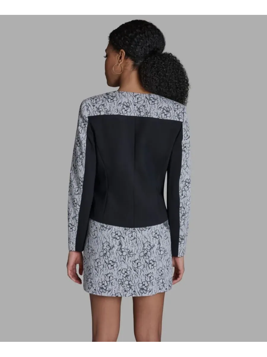 Женская куртка-халат с V-образным вырезом и принтом BCBG — изображение 5 из 6, белый/черный
