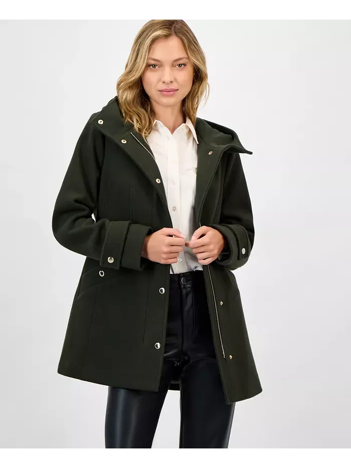 Женское пальто с капюшоном и застежкой на пуговицах Michael Kors — изображение 3 из 5, зеленый