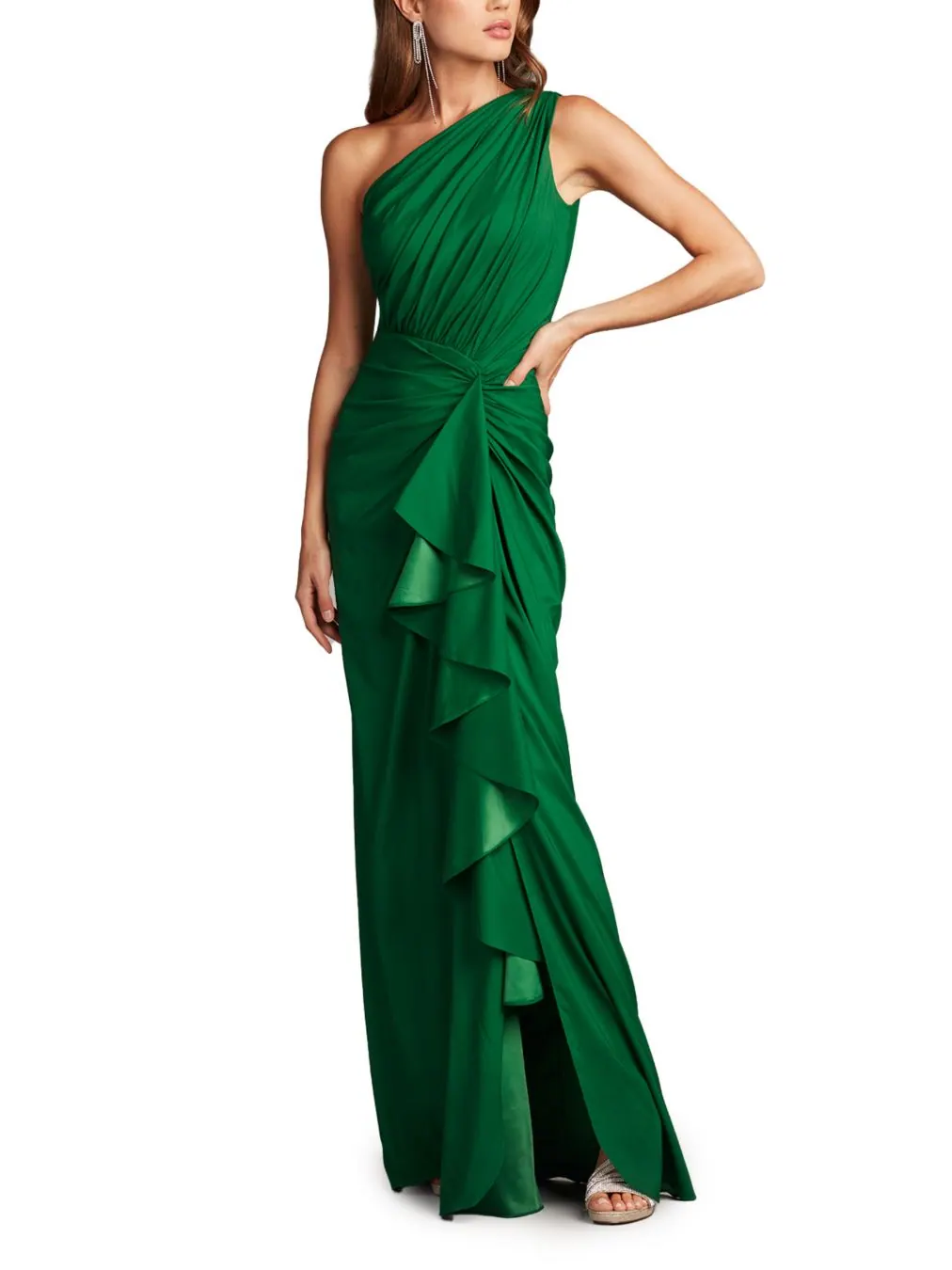 Женское платье Lena Waterfall Drape Tadashi Shoji — изображение 3 из 4, зеленый