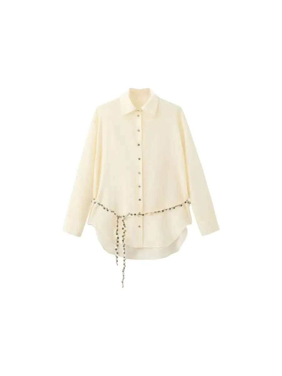 Прозрачная рубашка на пуговицах с поясом Eckhaus Latta x Mango MANGO