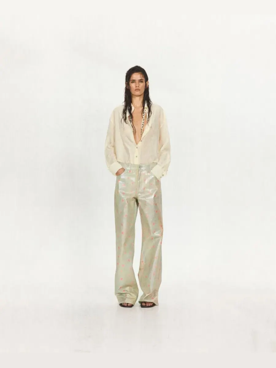 Прозрачная рубашка на пуговицах с поясом Eckhaus Latta x Mango MANGO — изображение 2 из 9, белый