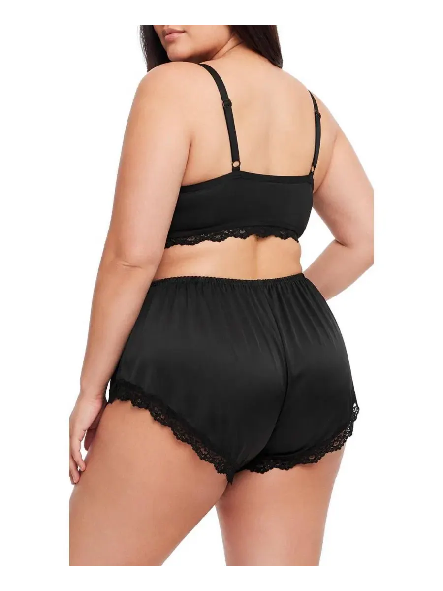 Трусы с кружевной отделкой Cheeky Lace Trim Short Torrid — изображение 3 из 4, насыщенный черный