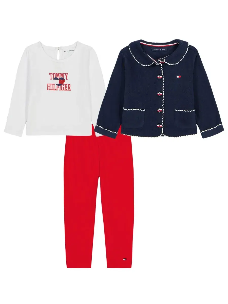 Комплект для девочек: куртка, футболка и леггинсы Tommy Hilfiger