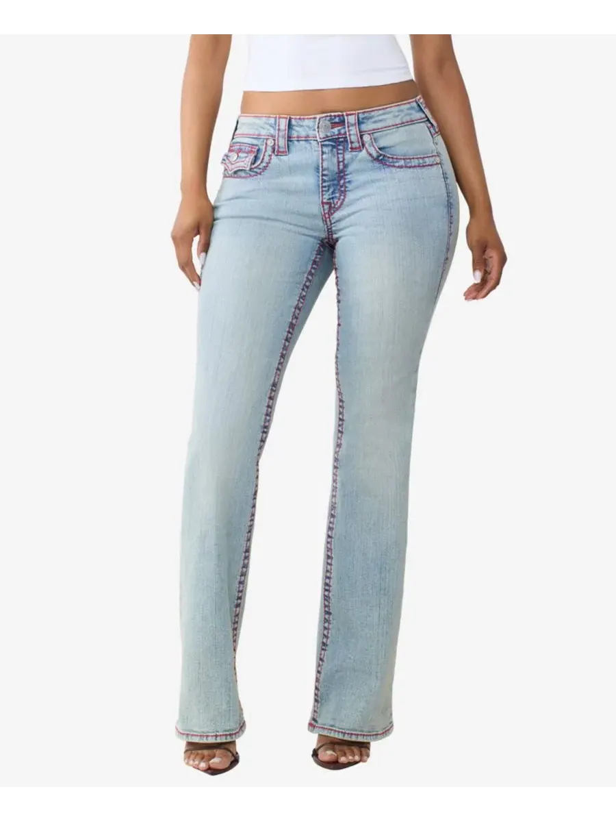 Джинсы клеш с заниженной талией, с контрастной строчкой True Religion