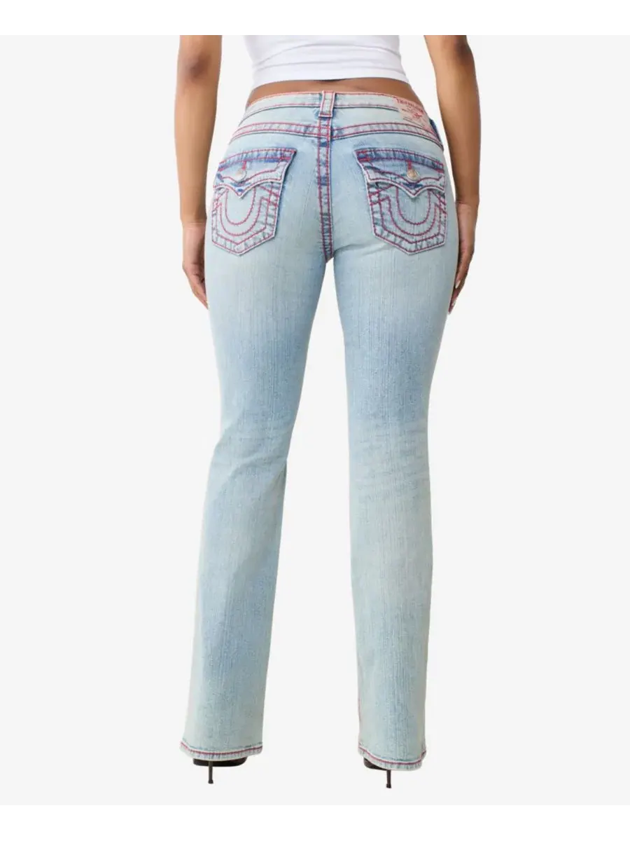 Джинсы клеш с заниженной талией, с контрастной строчкой True Religion — изображение 3 из 3, синий