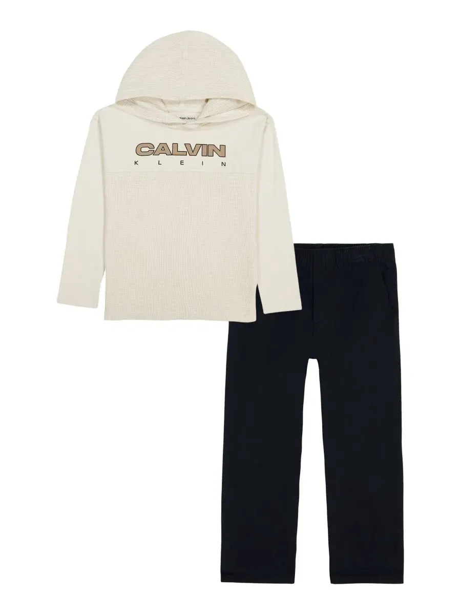 Комплект из худи и брюк Calvin Klein — изображение 4 из 8, серебристый/черный