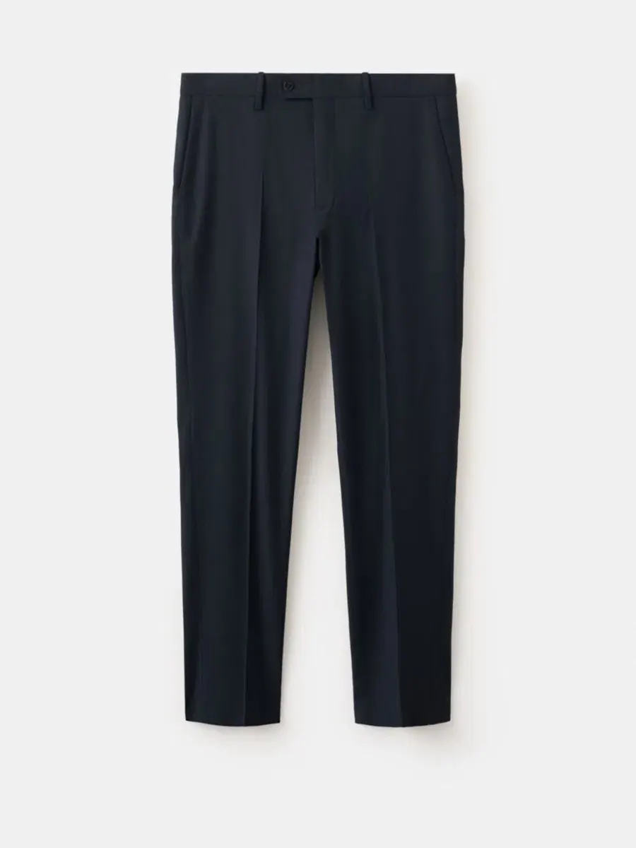 Брюки классические мужские с защипами Milan Slim-Fit MANGO — изображение 2 из 7, темно-синий