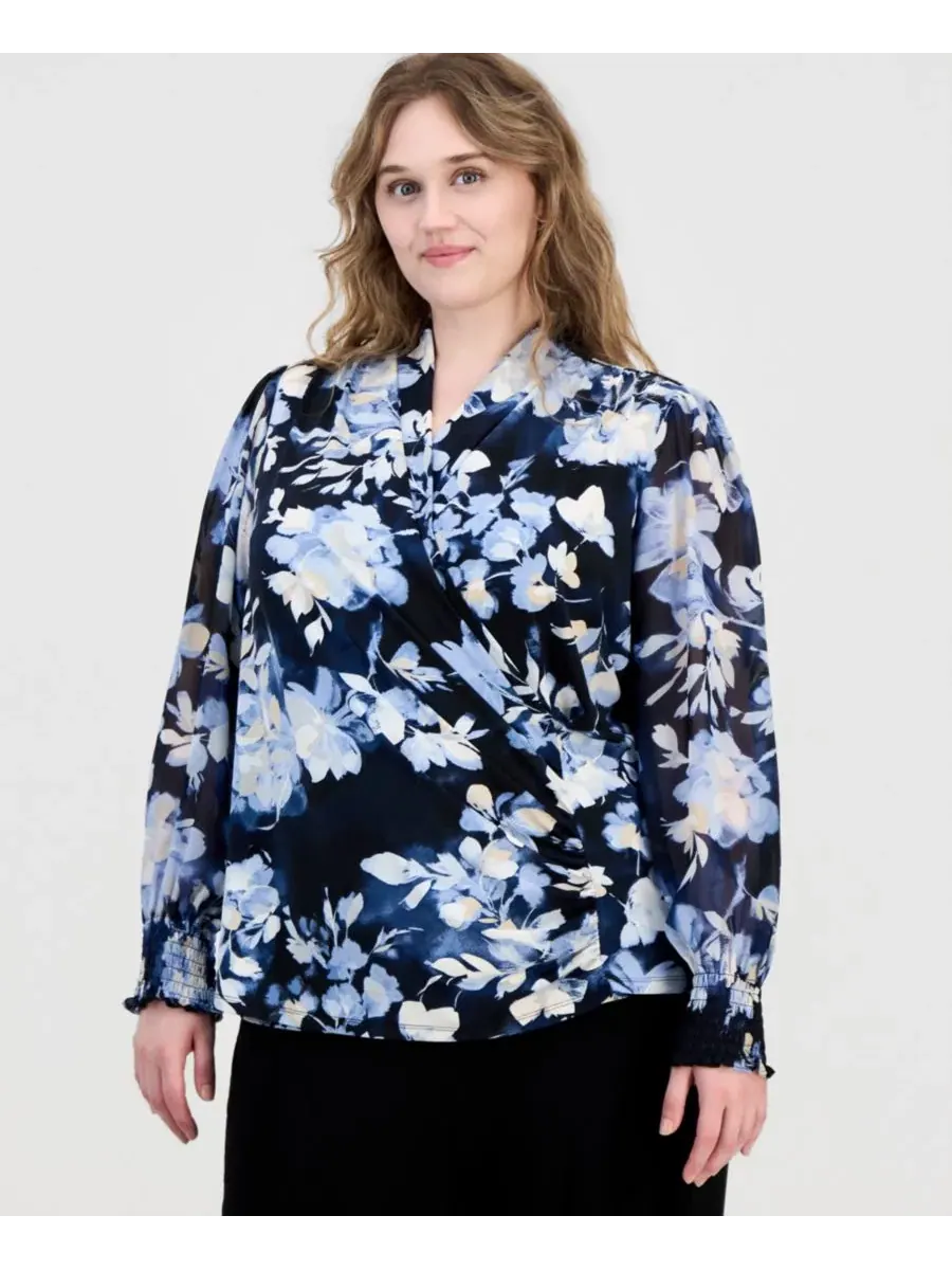 Блуза с запахом с принтом Anne Klein