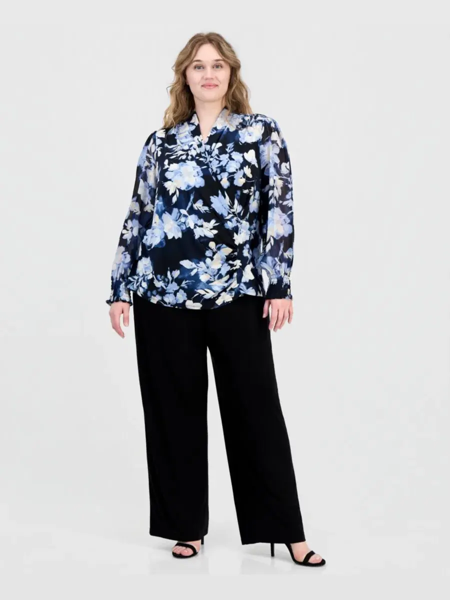 Блуза с запахом с принтом Anne Klein — изображение 4 из 4, синий мульти