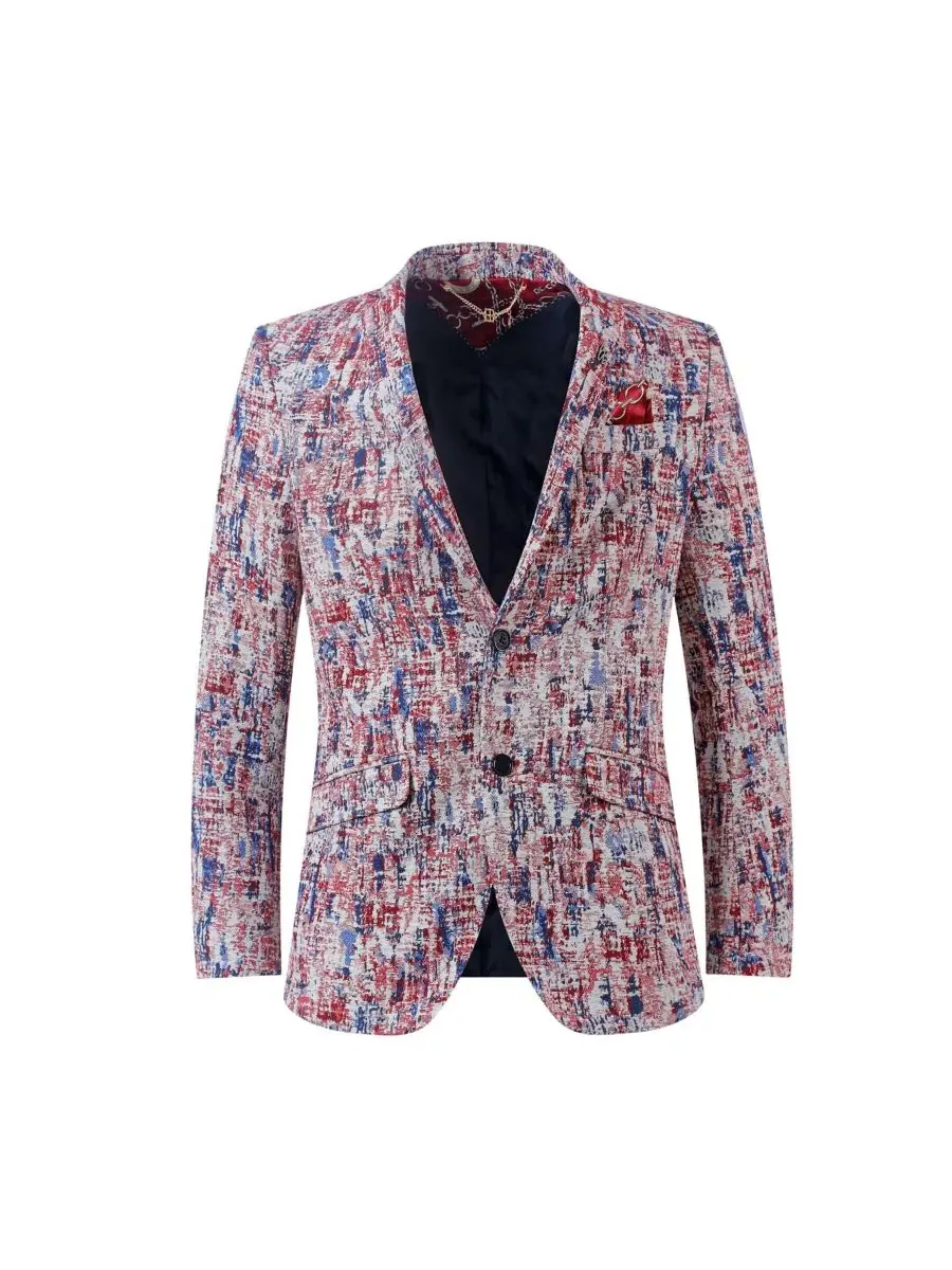 Мужской пиджак Slim Fit с красным цветом Elie Balleh — изображение 3 из 5, красный