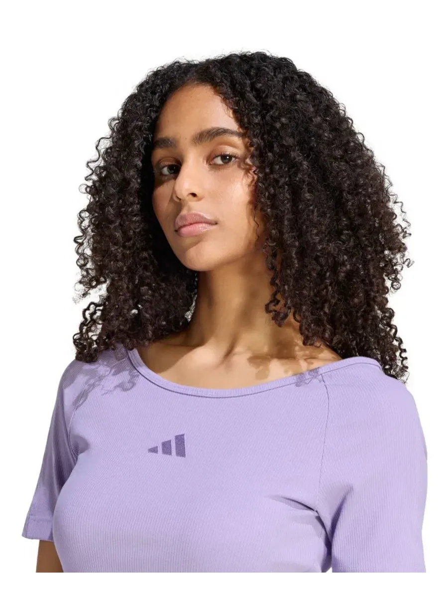 Платье с ребристой текстурой, коротким рукавом, Logo Ribbed Dress adidas, Maglil — изображение 3 из 5
