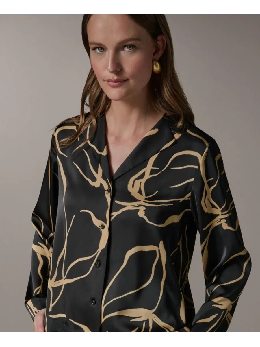 Блузка с длинным рукавом и воротником Petite Long-Sleeve Collared Neck Top Donna Karan New York — изображение 11 из 12