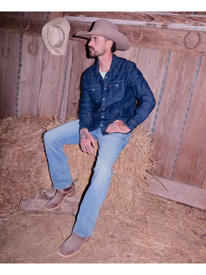 Мужская классическая рубашка стандартного кроя в стиле вестерн Levi'S — изображение 4 из 7, синий